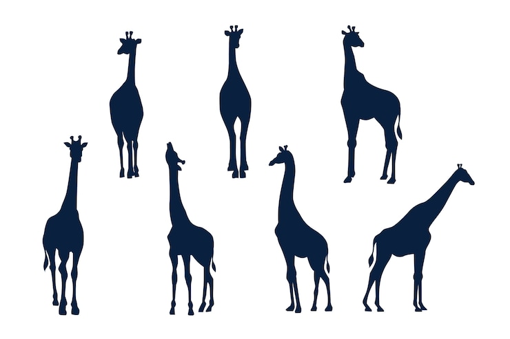 Vettore gratuito siluetta della giraffa disegnata a mano