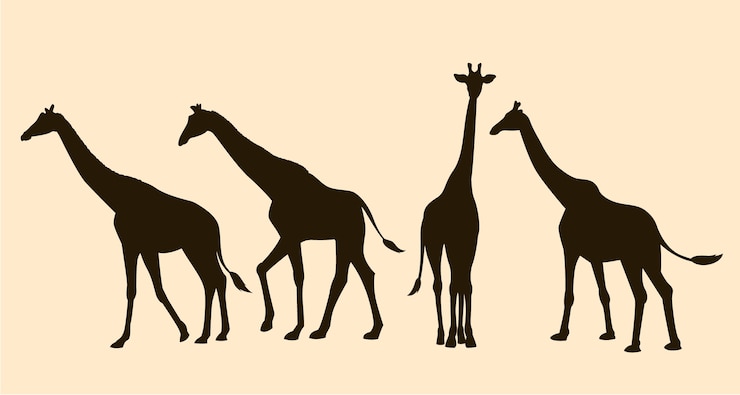 Vettore gratuito siluetta della giraffa disegnata a mano