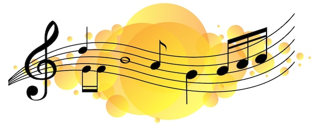 Simboli di melodia musicale su macchia gialla