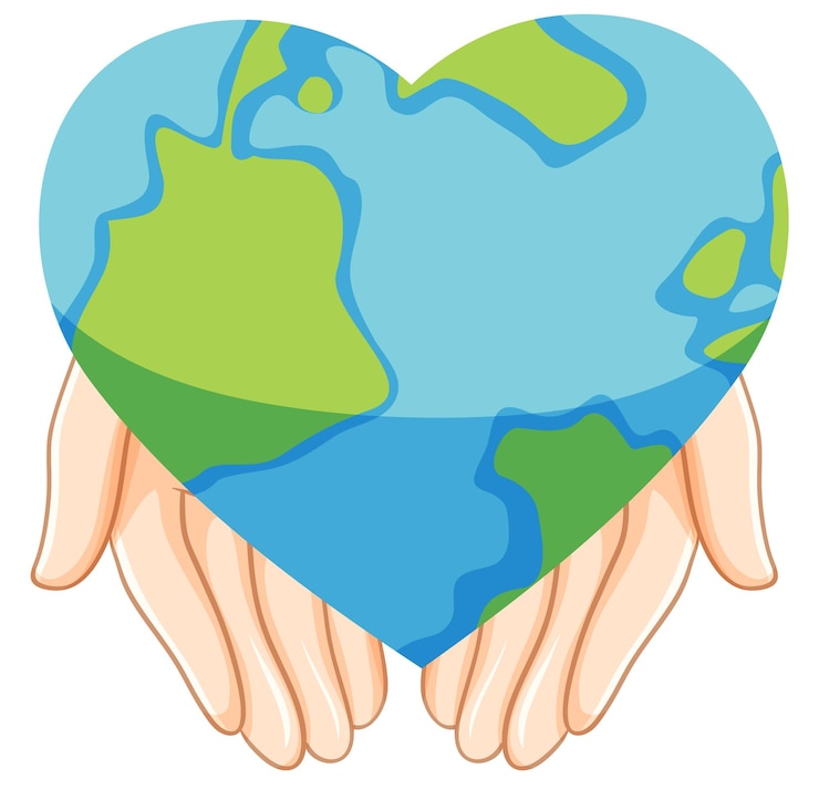 Vettore gratuito simbolo del cuore del globo terrestre