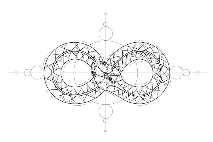 Vettore gratuito simbolo di ouroboros disegnato a mano