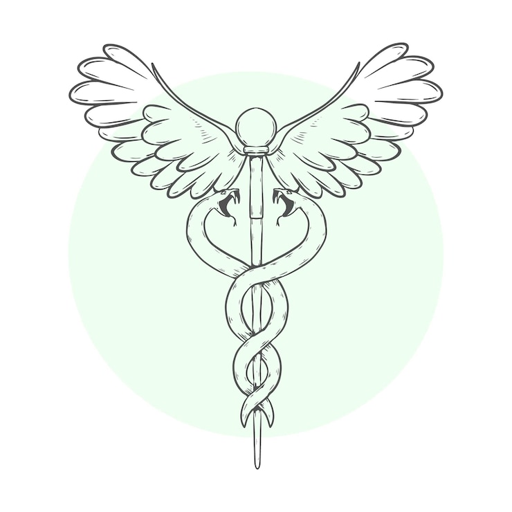 Vettore gratuito simbolo medico e farmacia disegnato a mano