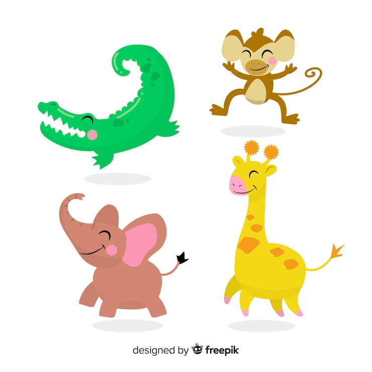 Vettore gratuito simpatica collezione di animali con coccodrillo