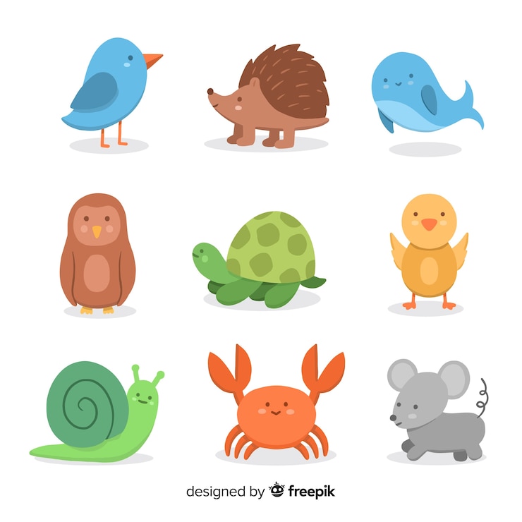 Vettore gratuito simpatica collezione di piccoli animali
