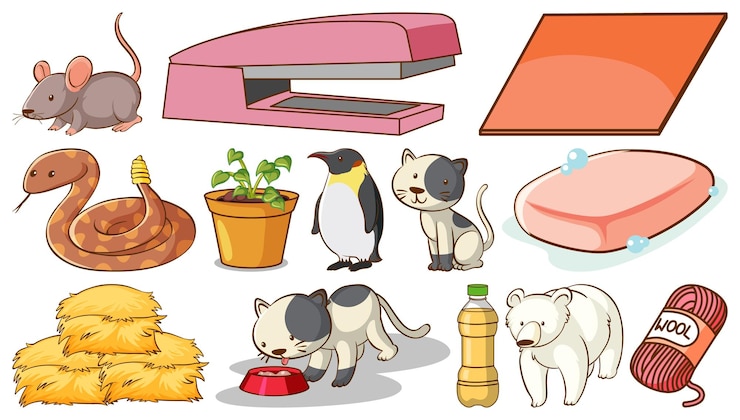 Vettore gratuito simpatici animali e altri oggetti