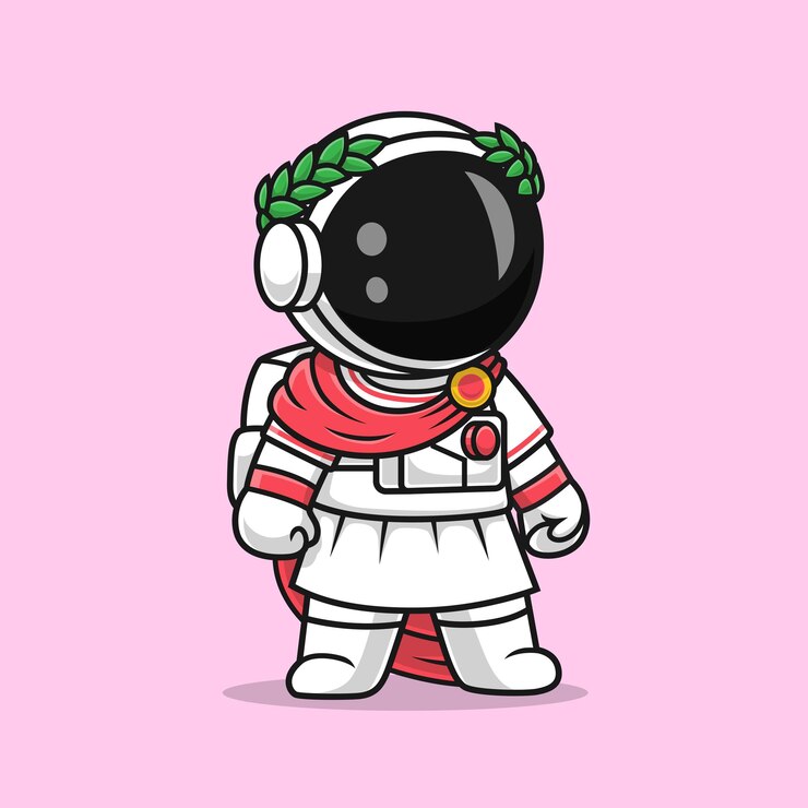 Vettore gratuito simpatico astronauta caesar roman cartoon vector icon illustration concetto di icona vacanza scienza isolato