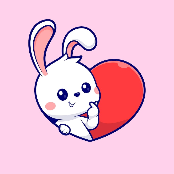 Vettore gratuito simpatico coniglio amore cuore segno cartone animato vettore icona illustrazione concetto icona vacanza animale isolato