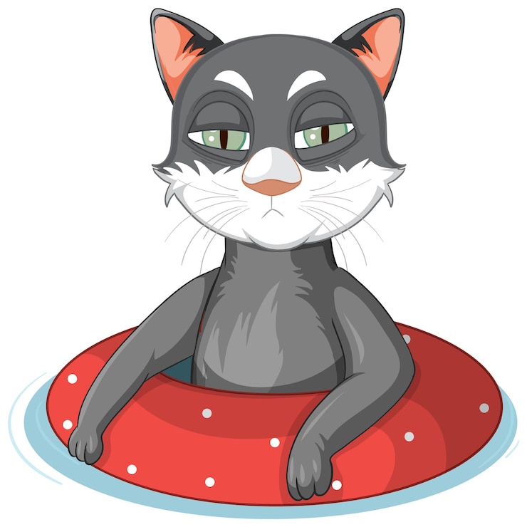 Vettore gratuito simpatico gatto con anello di gomma