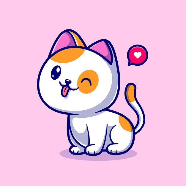 Simpatico gatto seduto fumetto icona vettore illustrazione animale natura icona concetto isolato piatto premium