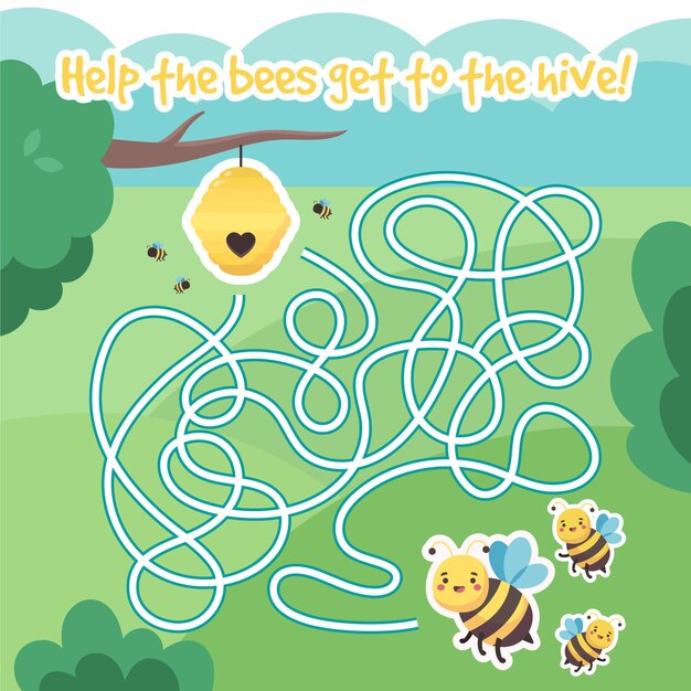 Simpatico labirinto per bambini con le api