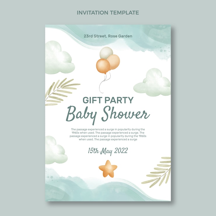Vettore gratuito simpatico modello di invito per baby shower