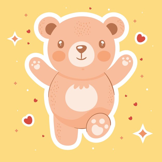 Simpatico orso arancione che celebra
