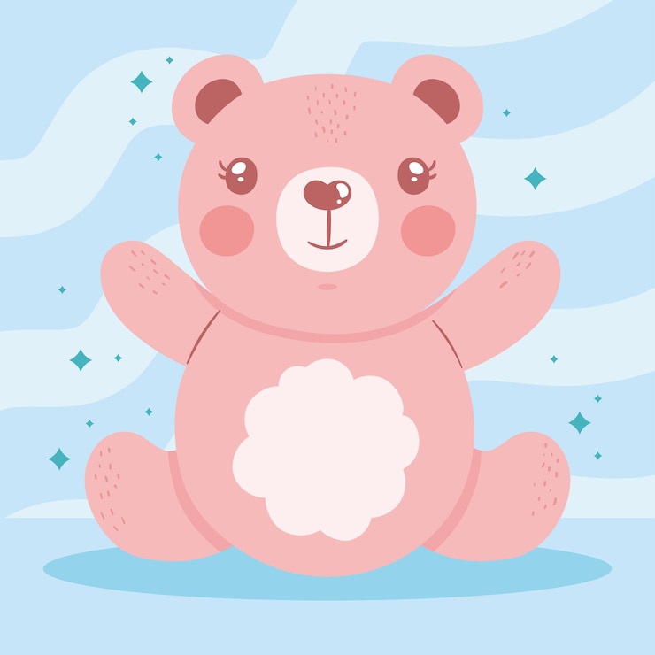 Vettore gratuito simpatico orso rosa seduto
