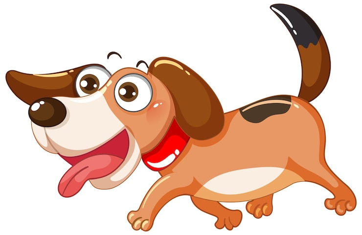 Vettore gratuito simpatico personaggio dei cartoni animati di cane semplice