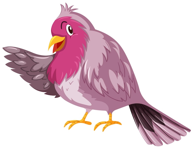 Vettore gratuito simpatico uccellino con piuma rosa
