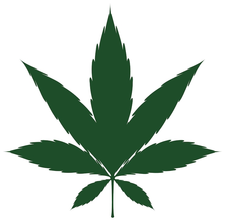 Vettore gratuito singola foglia di cannabis di colore verde