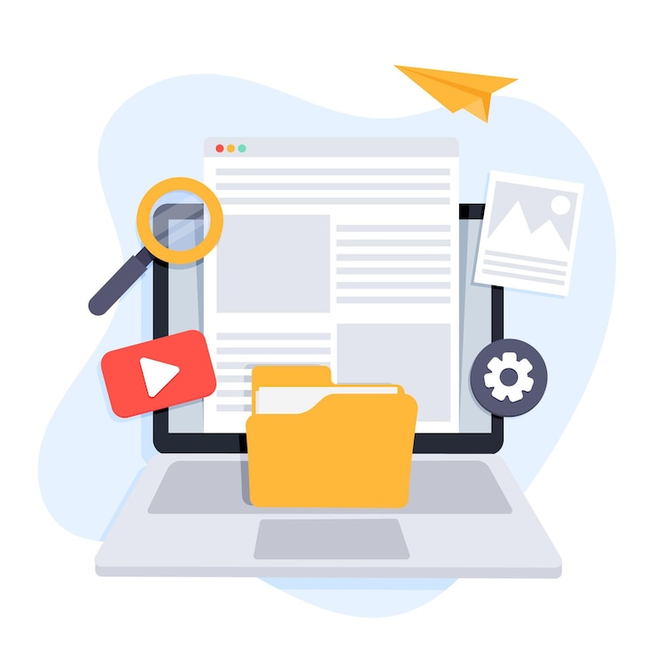 Vettore gratuito sistema di gestione dei contenuti di design piatto illustrato