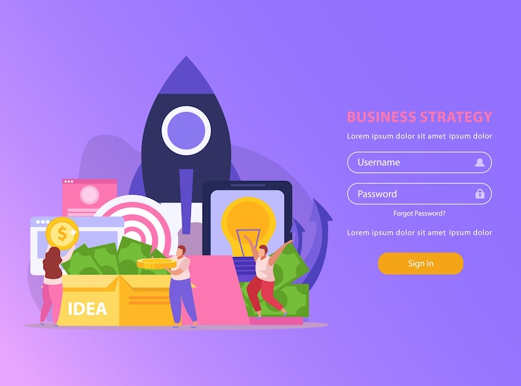 Vettore gratuito sito web piatto con modulo di accesso e persone che fanno crowdfunding