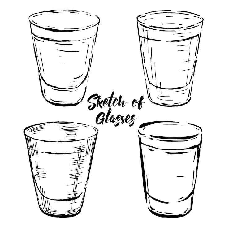 Vettore gratuito sketch disegnato a mano illustrazione di bicchieri