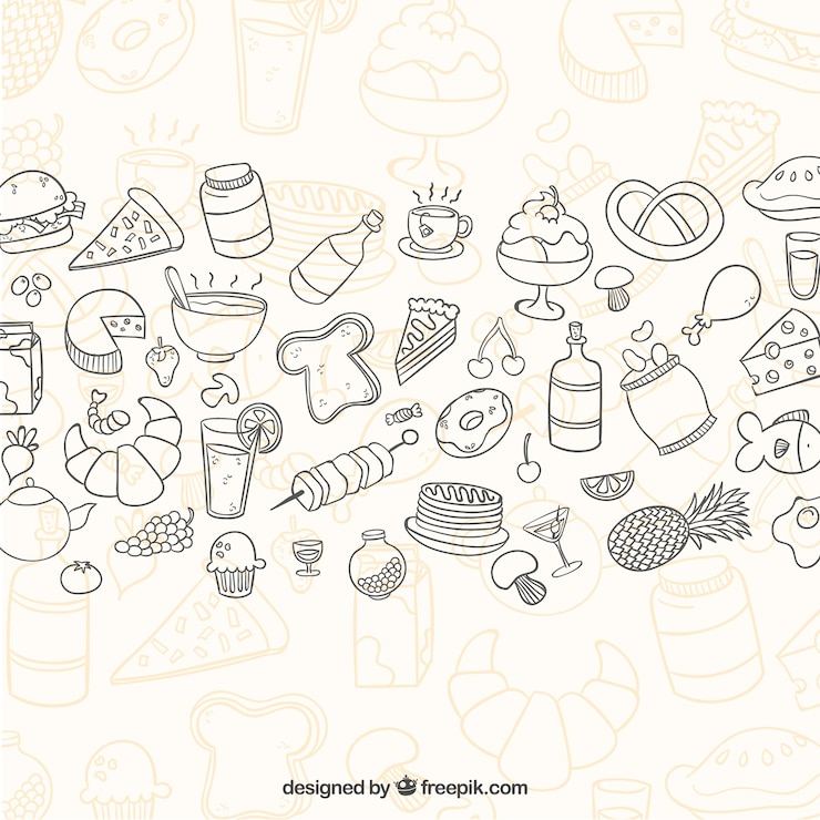 Vettore gratuito sketchy food background