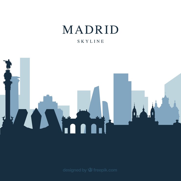 Vettore gratuito skyline design di madrid