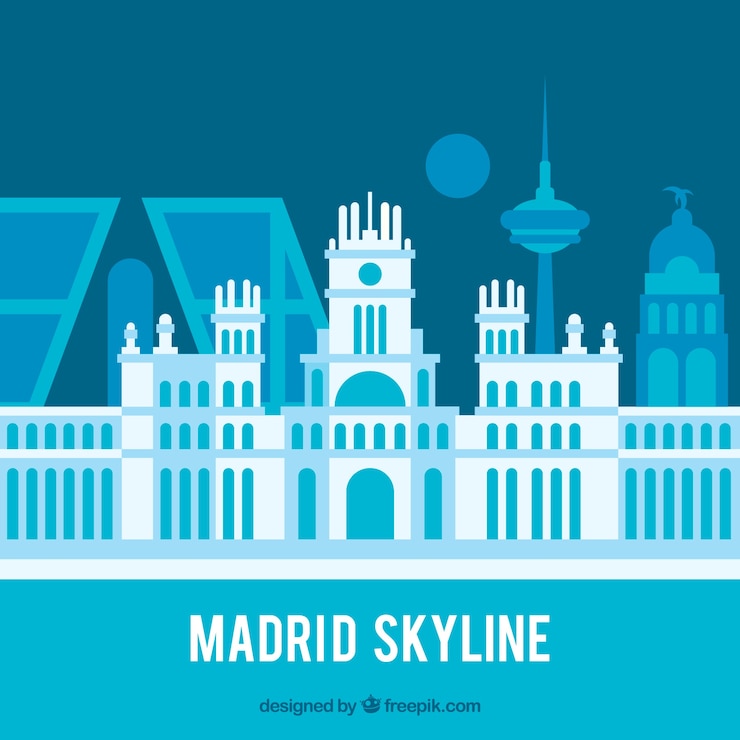 Vettore gratuito skyline di madrid