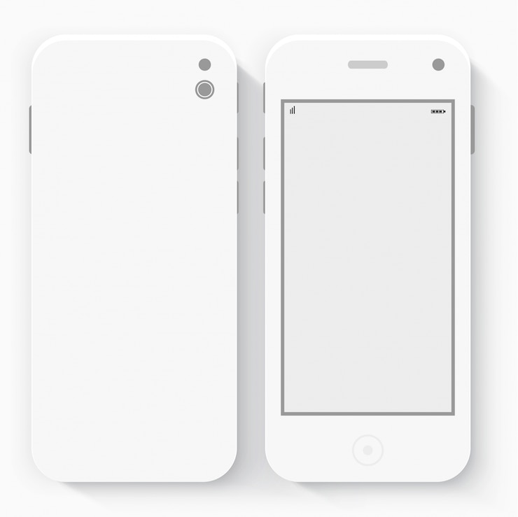 Vettore gratuito smart phone con isolati. bianco realistico