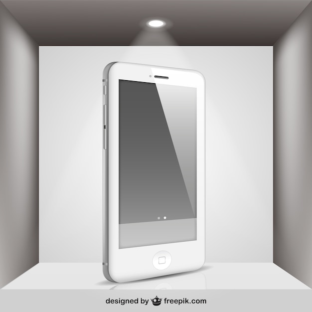 Smartphone bianco con faretto