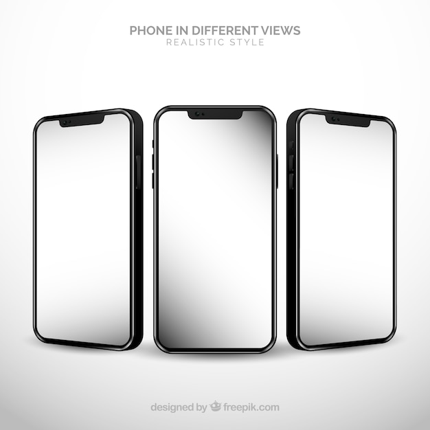 smartphone con diverse visualizzazioni in stile realistico