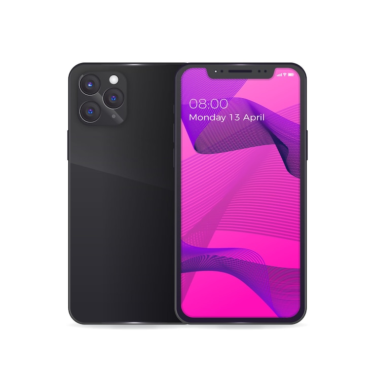 Vettore gratuito smartphone realistico con custodia posteriore nera