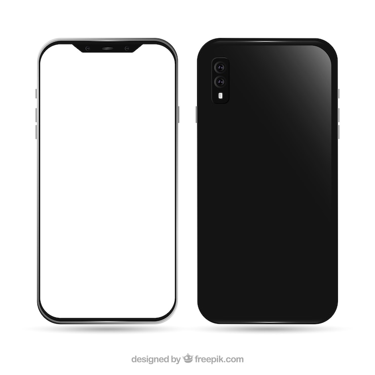 Vettore gratuito smartphone realistico con schermo bianco