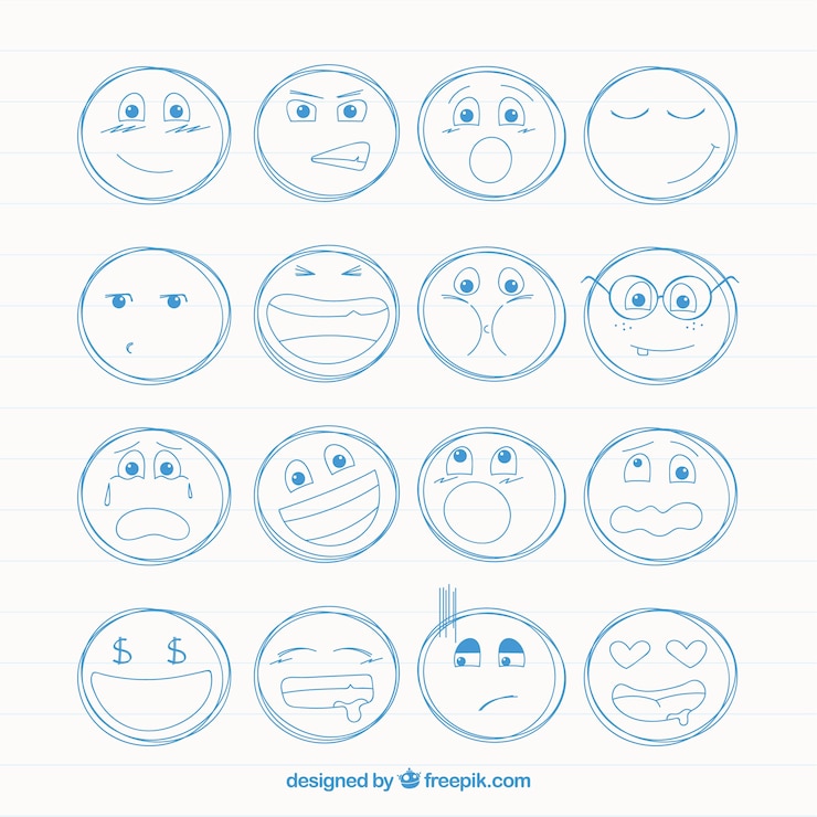 Vettore gratuito smileys schizzi pacco