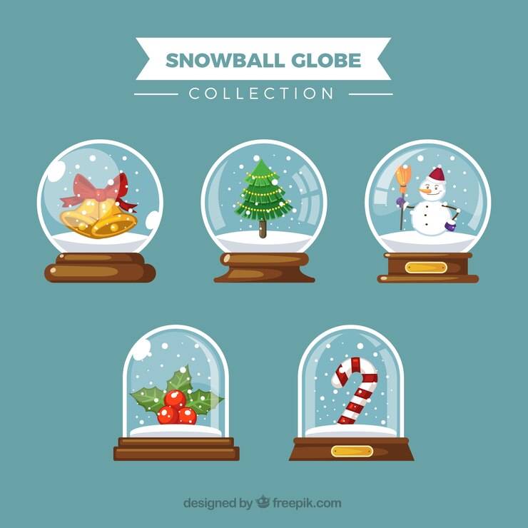 Vettore gratuito snowglobes con elementi belle