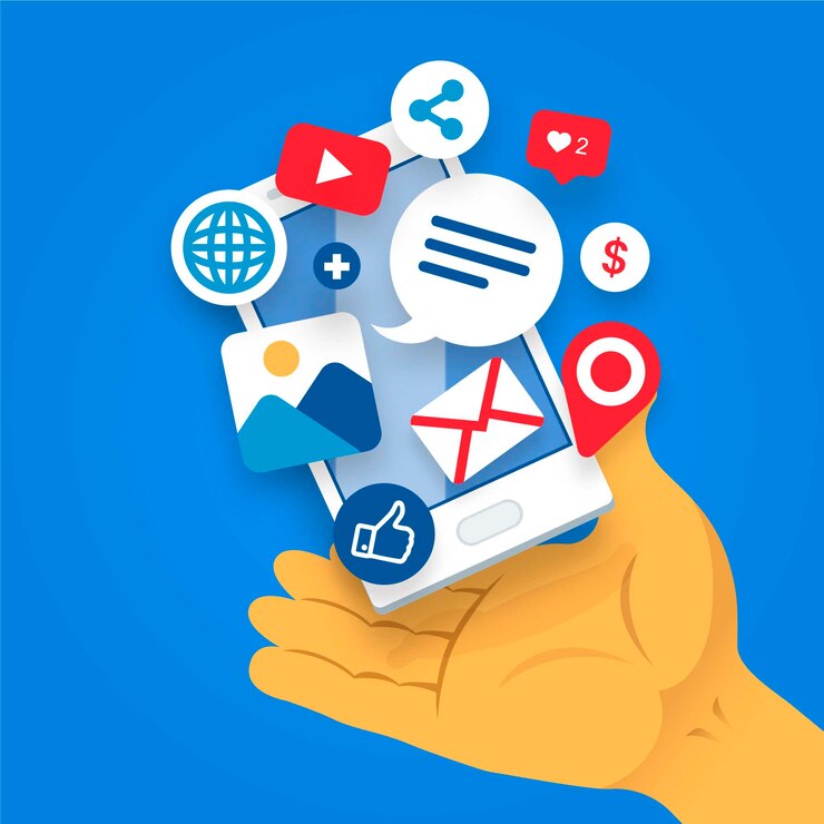 Vettore gratuito social media marketing concetto di telefono cellulare
