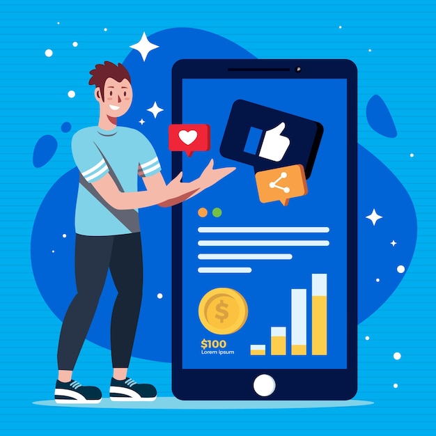 Social media marketing concetto di telefono cellulare