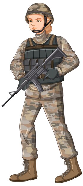 Soldato nel personaggio dei cartoni animati uniforme
