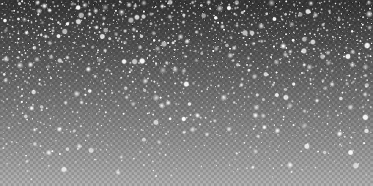 Vettore gratuito sovrapposizione bianca di neve su uno sfondo trasparente e scuro illustrazione di particelle di ghiaccio vettoriale