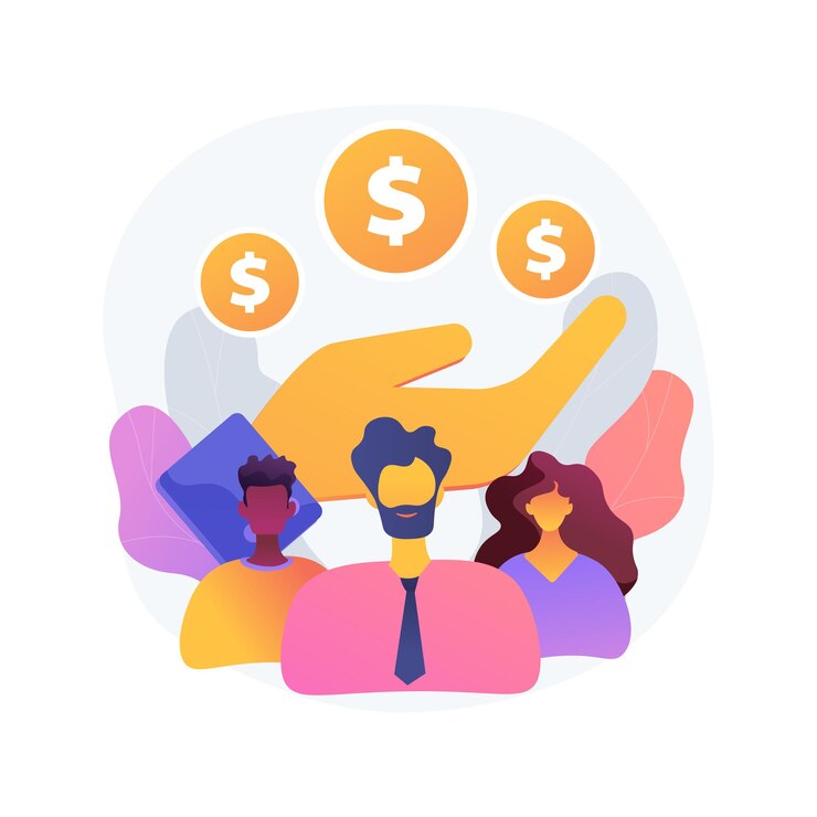 Sovvenzione salariale per i dipendenti aziendali concetto astratto illustrazione vettoriale. Supporto alle piccole e medie imprese, mantenimento dei dipendenti sul libro paga, cassa integrazione COVID19, metafora astratta della disoccupazione.