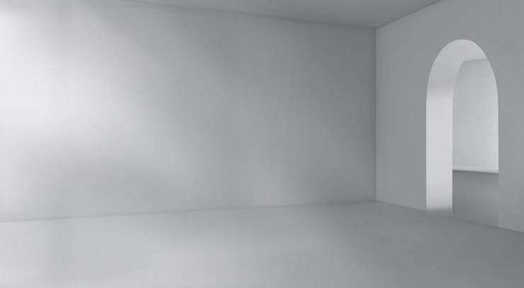 Vettore gratuito spazio interno 3d vuoto con superfici grigie