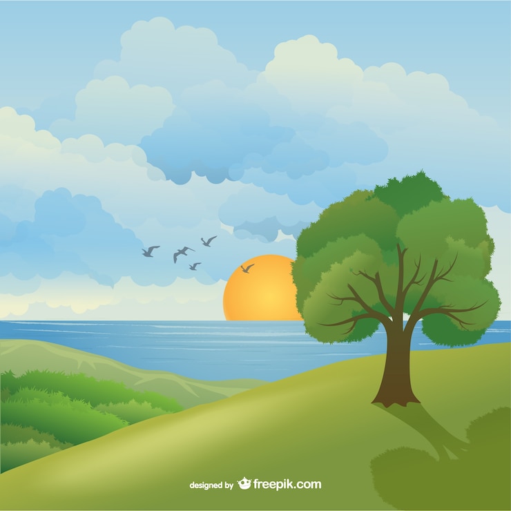 Vettore gratuito splendido paesaggio naturale