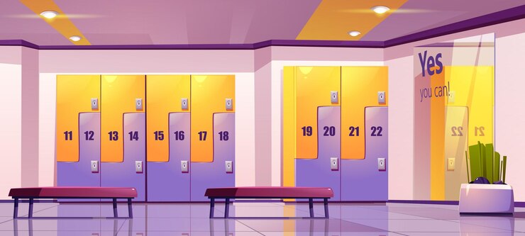 Vettore gratuito spogliatoio, scuola o palestra spogliatoio area vuota