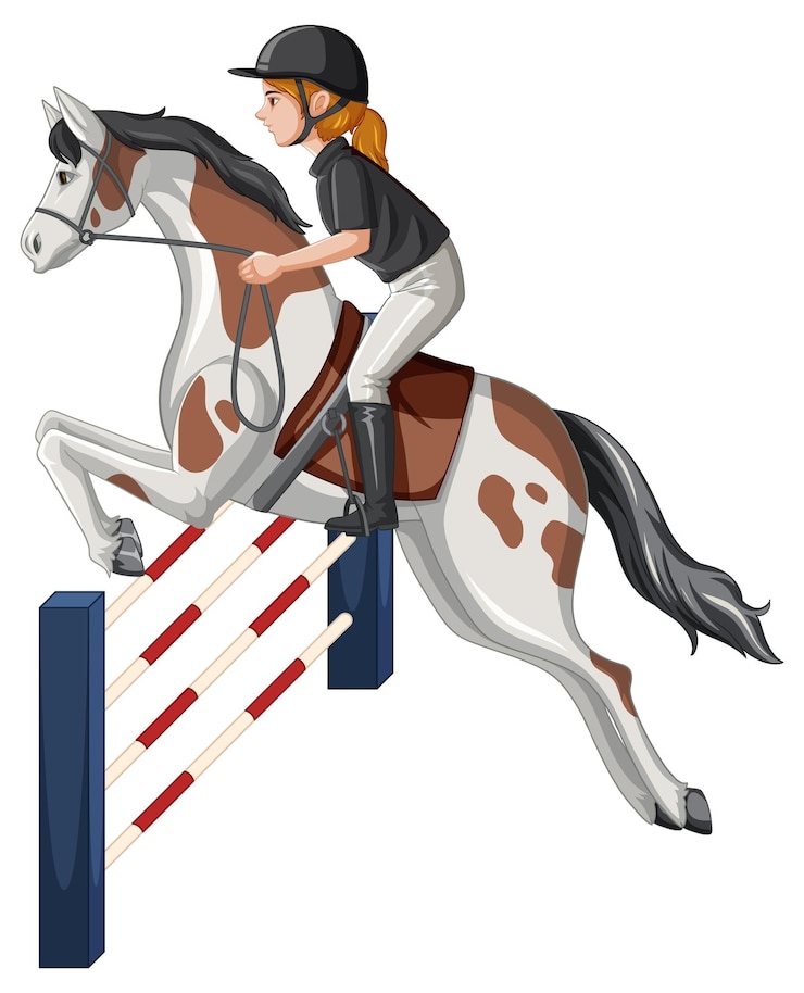 Vettore gratuito sport equestre con una donna a cavallo
