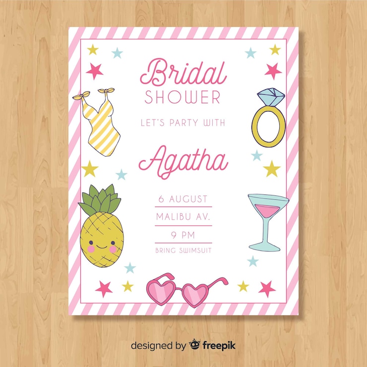 Vettore gratuito sposa doccia invito