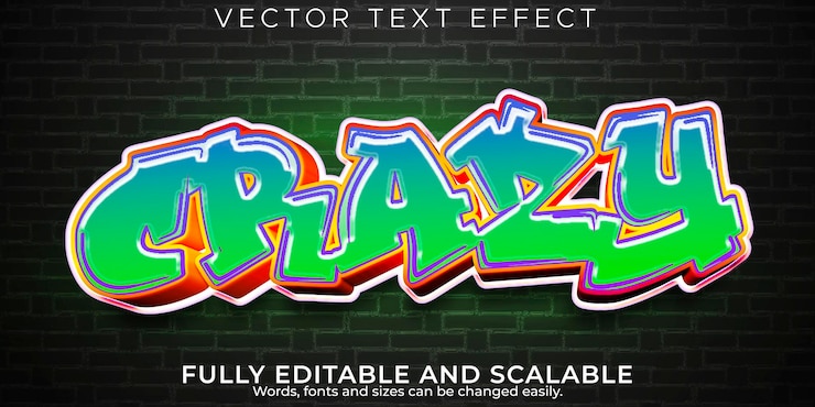 Vettore gratuito spray modificabile effetto testo graffiti e stile testo stradale