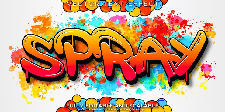 Vettore gratuito spray modificabile effetto testo graffiti e stile testo stradale