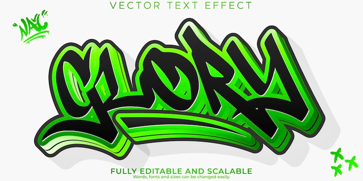 Vettore gratuito spray modificabile effetto testo graffiti e stile testo stradale