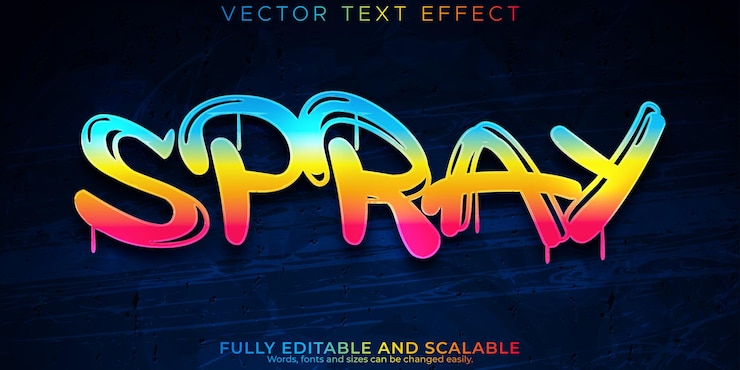 Vettore gratuito spray modificabile effetto testo graffiti e stile testo stradale