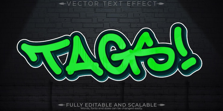 Vettore gratuito spray modificabile effetto testo graffiti e stile testo stradale