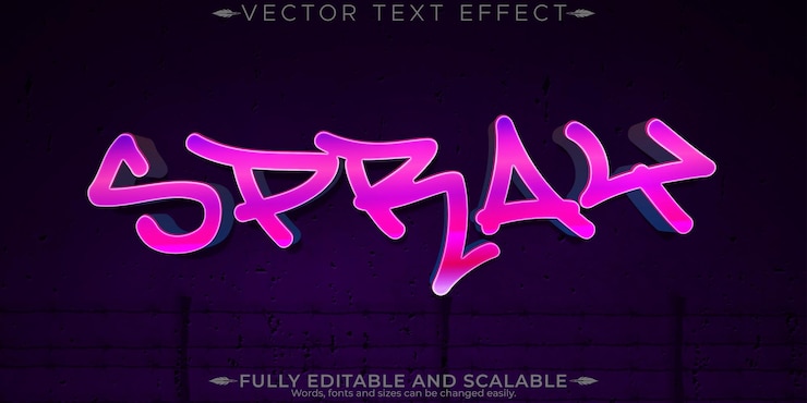 Vettore gratuito spray modificabile effetto testo graffiti e stile testo stradale