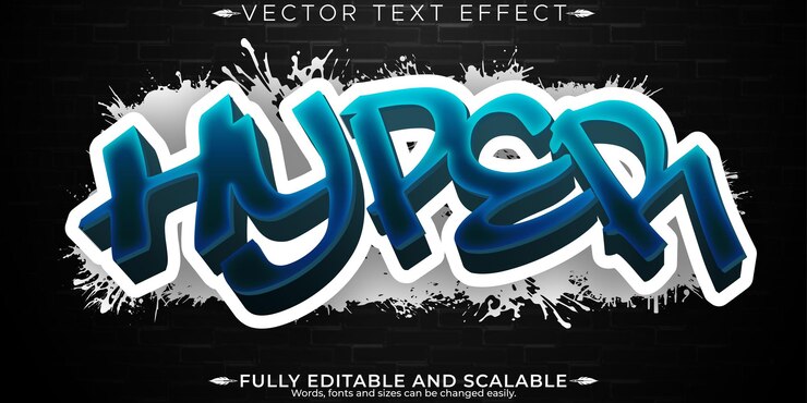 Vettore gratuito spray modificabile effetto testo graffiti e stile testo stradale